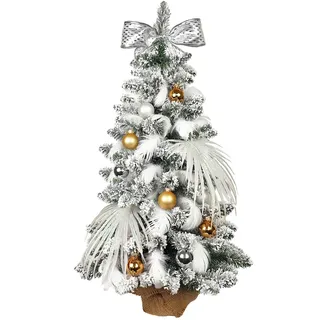 Geschmückter künstlicher Weihnachtsbaum POLAR GOLD 60 cm mit LED-BELEUCHTUNG IM TOPF - Bunt