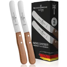 Schwertkrone Buckelsmesser Brotzeitmesser Frühstücksmesser aus Solingen Made in Germany Buche (2 Stück)