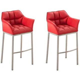 CLP Barhocker 2er Set Lederlook Rot , Textil , 64x110x48 cm , Esszimmer, Barmöbel, Barhocker