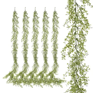 YVONNEYI 6 Stück Blätter Girlande,1,7m Kunstpflanze Girlande Grün, Efeu Künstlich für Hochzeit, Balkon, Terrassen, Zimmer, Wanddeko, Gartendeko, Tischdeko, Indoor/Outdoor - 039