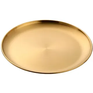 Buyer Star Gold Edelstahl Teller, Pastateller Fleischteller Camping Teller, Servierteller für Camping Picknick Küche Grillen Party- Rund 23cm 1 Stück