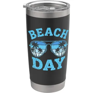 Beach Day - Cooler Familien-Strandausflug Palmen Urlaub Strand Doppelwandiger Edelstahl-Thermobecher