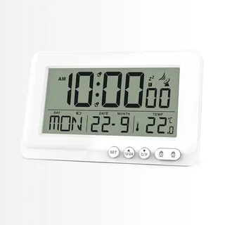 Teepacioka Funkwecker Digital mit Automatische Zeit, Datum, 5-Minuten Snooze, Temperaturanzeige, Kunststoff Digitaler Wecker, 2 x AAA-Batterie (Nicht im Lieferumfang enthalten) (Weiß)