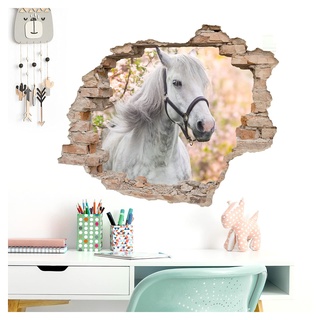 Little Deco 3D Wandtattoo Wandsticker Kinderzimmer Pferd Horse Wanddeko Spielzimmer Wandaufkleber Schlafzimmer Wandbild Loch in der Wand Mädchen Junge DL629