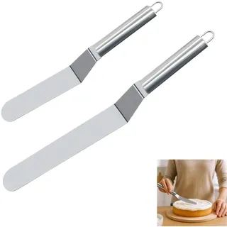 Zpeiran Tortenmesser,2er Set Winkelpalette Edelstahl Rostfrei,Tortenmesser Streichpalette für Sahne, Zuckerguss Icing Tortenspachtel zum Dekorieren,Backen Verteilen (6 Zoll und 8 Zoll)
