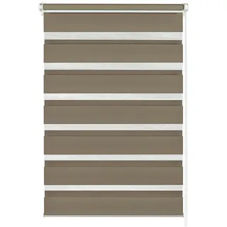 Gardinia Doppelrollo zum Klemmen oder Kleben, Duo-Rollo/Seitenzugrollo, Transparente und blickdichte Streifen, Alle Montage-Teile inklusive, Mocca, 60 x 150 cm (BxH), 31088