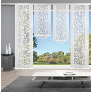 HOME WOHNIDEEN Schiebegardine »JENNA« Klettband 4 Stk. tlg. Schiebevorhang Jacquard Set, weiß