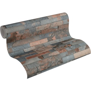 A.S. Création Vliestapete Best of Wood`n Stone 2nd Edition Tapete in Stein Optik fotorealistische Steintapete Naturstein 10,05 m x 0,53 m grau