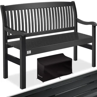 KESSER® Gartenbank Holz Holzbank wetterfest | Für 3 bis 4 Personen | Parkbank aus Massivholz | Sitzbank 320 kg belastbar | Balkonbank Bank für Balkon Terrasse & Garten inkl. Cover - Grau