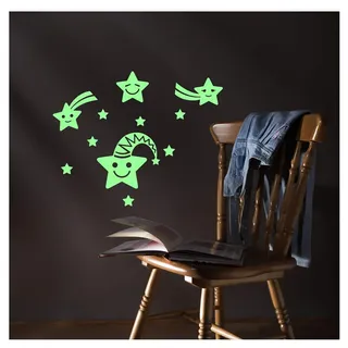 Ambiance Sticker Lächelnde Sterne, nachtleuchtend, 20 x 25 cm