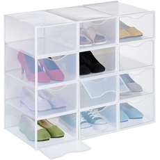 Bild von Schuhboxen 12er Pack, Schuhorganizer, stapelbar, für Schuhe bis Größe 45, mit Lüftungsschlitzen, transparent