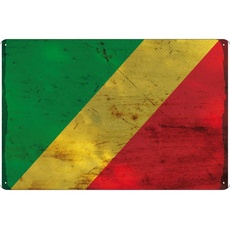 Blechschild Wandschild 20x30 cm Kongo Fahne Flagge