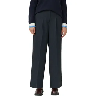 Bundfaltenhose S.OLIVER, Damen, Gr. 36, N-Gr, blau (navy), Web, Obermaterial: 70% Polyester, 26% Viskose, 4% Elasthan, meliert, normal lang, Hosen Bundfaltenhose, im Nadelstreifen-Look