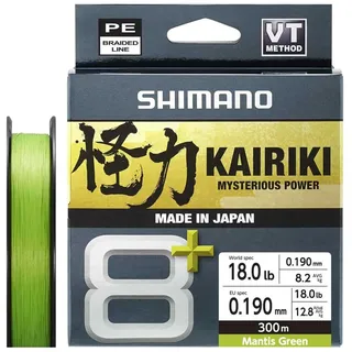 Shimano Line Kairiki 8+ - 300 m, 0,19 mm, 13,4 kg M, Grün