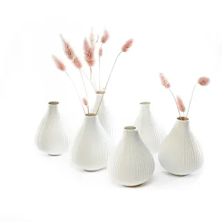 Chive Frost runde Töpfervase, dekorative Vase für Zuhause, Wohnzimmer, Büro und Tischdekoration, 6 Stück, Ton, weiß, 3.5" Diameter