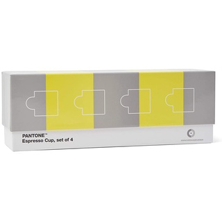 Pantone Porzellan Espressotassen im 4er-Set in Geschenkbox, 120 ml, mit Henkel, spülmaschinenfest, CoY 2021, Illuminating 13-0647 & Ultimate Gray 17-5104, CoY2021, 120ml, 101042021