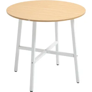 HOMCOM Esszimmertisch Esstisch Küchentisch für 4 Personen, Wohnzimmertisch im Moderndesign für Esszimmer, Küche, Stahl, Naturholz, 80 x 80 x 76 cm - Weiß