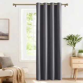PONY DANCE Verdunklungsvorhang mit Ösen 1 Stück H 240 x B 140 cm Thermo Vorhänge gegen Hitze Vorhang Blickdicht Graue Gardinen Wohnzimmer Türvorhang Blackout Curtain