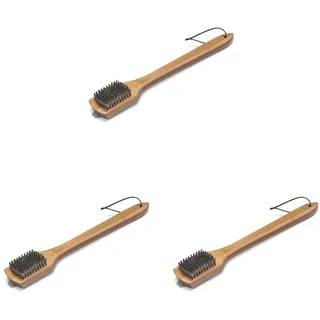 Weber 6464 Grillbürste mit Bambusholzgriff, 46 cm, Grillreinigung, Holzkohlegrill, schwarz (Packung mit 3)