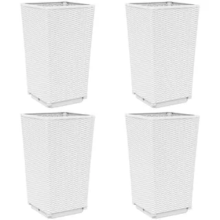 vidaXL Pflanzkübel 4 Stk. Weiß 32,5x32,5x57 cm PP - Weiß