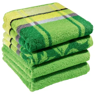 Erwin Müller Handtuch-Set 4er-Pack apfelgrün Größe 50x100 cm - Ludwigsburg - 100% Baumwolle - kuschelweich, saugstark, voluminös - praktisch durch beidseitige Schlaufen (weitere Farben)