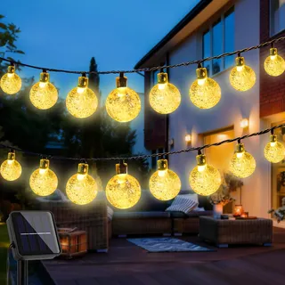 lujasi Lichterkette Solar 8M 40 LED IP65 inkl. 8 Modi Kristall Kugeln