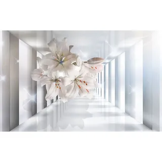 Magnetmatte für Heizkörperverkleidung, dekorative weiße 3D-Blumen, 60x100cm