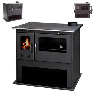 Holzherd 10.5kW Küchenofen mit Herdplatte Backfach Heizofen Holzofen 56309 - Schwarz