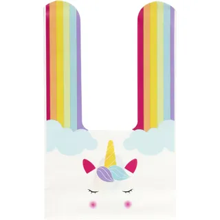 PARTY TIME EA10214, Tasche mit Bonbon Einhorn x10, Party-Accessoires für Geburtstagsfeier, Geschenke und Dekoration, Praktisch und Niedlich für Kleine Prinzessinnen, 13.6 x 22.5 cm, 30g