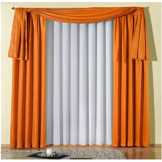Vorhang WIRTH "Janine" Gr. 3, orange, B:135cm H:225cm, Jacquard, Polyester, Gardinen, Vorhang