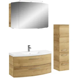 Pelipal Badezimmer , Eichefarben , Holzwerkstoff , 4-teilig , 8 Fächer , 2 Schublade(n),ingesamt 4 Schublade(n) Schubladen , 131 cm , Made in Germany , hängend, Typenvielfalt , Badezimmer, Badmöbelsets & Badmöbelserien, Badmöbel-Sets