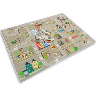 Autoteppich kinder,spielteppich kinder straße,kinderteppich für Jungen&Mädchen,Spielmatte Fahrzeugteppich Bauteppich,Stadt Lernbereich Teppich Pädagogisch für Schlafzimmer&Spielzimmer(B,120x180cm)