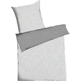 Wendebettwäsche KAEPPEL "Password", grau (graphit), B/L: 200cm x 200cm, 1 Stk., 2 Stk., Biber, B/L: 80cm x 80cm & 80cm x 80cm, 3 Stk., Biber, Obermaterial: 100% Baumwolle, Bettwäsche, Wendebettwäsche, mit graphischem Muster aus kleinen Punkten