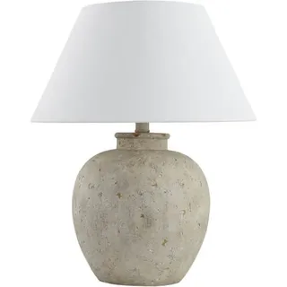 HOME DELUXE Kleine Tischlampe in Steinoptik LENE - Weiß | Tischleuchte Schreibtischlampe Nachttischlampe - Weiß