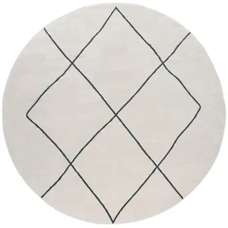 Paco Home Kurzflorteppich 160/160 cm Haral 787 , Weiß , Textil , Rund , 160x160 cm , strapazierfähig, für Fußbodenheizung geeignet , Teppiche und Böden, Teppiche