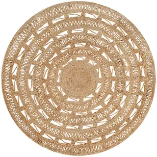 Beliani Teppich geflochten Kerer 140/140 cm , Beige , Naturmaterialen , Rund , 140x140 cm , Teppiche und Böden, Teppiche, Webteppiche