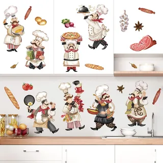 wondever Wandtattoo Küche Kochen Wandaufkleber Chefkoch Lebensmittel Wandsticker Wanddeko für Esszimmer Restaurant Küchenschrank