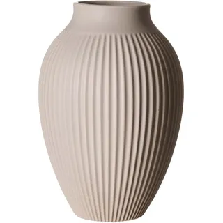Ritzenhoff & Breker Alsta Vasen 2er Set, 27.5 cm, Tischvasen mit Rillendesign, Seidenmattes Oberflächen-Finish, Klassisch & Modern, Steingut, Beige