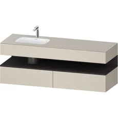 Duravit Qatego Einbauwaschtisch mit Konsolenwaschtischunterbau, 1600x550x600mm, Nische Graphit Supermatt, Becken links, QA4795080, Farbe: Taupe Supermatt/mit Nischenbeleuchtung