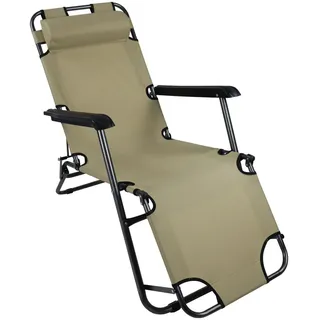 Ambia Garden Gartenliege , Creme , Metall, Kunststoff, Textil , Füllung: Polyester , 60x27x153 cm , UV-beständig, regenabweisend, rostfrei, Rückenlehne verstellbar , Gartenmöbel, Gartenliegen, Sonnenliegen