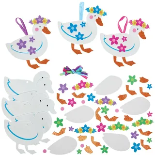 Baker Ross FN376 Frühlings-Enten Mix & Match Dekoration Kits - Packung mit 8, Frühlingsdekoration Kunst und Handwerk für Kinder
