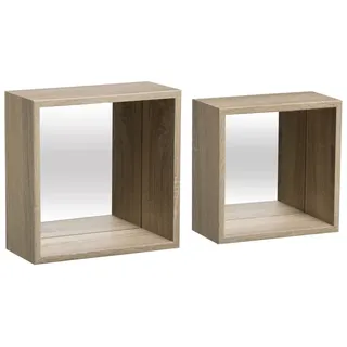 5 five simply smart 5five – 2 Fixy Wandregale, Eiche-Natur-Optik – Spiegelwürfel – Wandmontage – Praktischer Stauraum – Wohnzimmer, Schlafzimmer, Büro