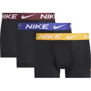 Trunk NIKE UNDERWEAR "TRUNK 3PK", Herren, Gr. L, 3 Stk., rot (blk uni gld, deep nght, drk tm rot wb), Jersey, Obermaterial: 92% Polyester, 8% Elasthan, kontrastfarbene Details, unifarben, körpernah, Unterhosen Trunk, mit NIKE Logo-Elastikbund
