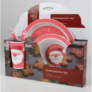 6x Weihnachten Kinder Geschirrset Weihnachtsdeko Tischdeko 5tlg sortiert bunt