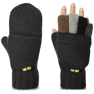 AOKAY Winter Handschuhe Fingerlose Fäustlinge Damen Fingerhandschuhe Fingerlos Handschuhe Strick Handschuhe mit Umklappbare Fingerkuppen (Schwarz)