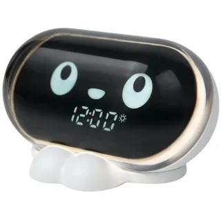 MUSE Kinder-Wecker mit LED-Display, Weißes Licht, USB-C-Betrieb, 2x1,5V Batterie-Backup, 14,6x9x8,2cm, Schlaf- und Wachmodus, Kinderlieder und Naturgeräusche