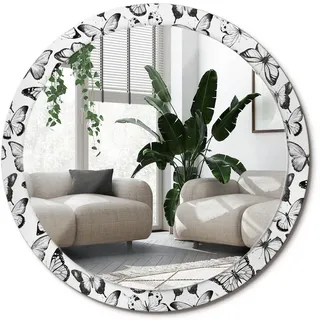 Wallfluent Spiegel Rund Ø 100 cm mit Aufdruck , Glas , 100x100x0.4 cm , Spiegel, Wandspiegel