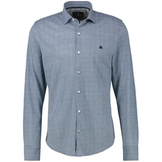 Karohemd LERROS "Übergrössen-Hemd mit Minimal-Karomuster", Herren, Gr. 3XL, extraweit, storm blau, 100% Baumwolle, Hemden Karohemd