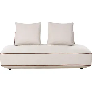 BELIANI Moderne Chaiselongue aus Stoff in Hellbeige mit Kissen Modernes gepolstertes Tagesbett mit Taschenfederkernsitz - Beige