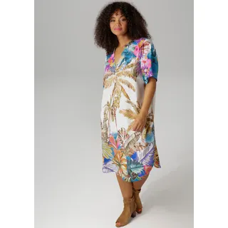 Aniston PLUS Blusenkleid mit farbenfrohem, großflächigem Palmendruck, bunt